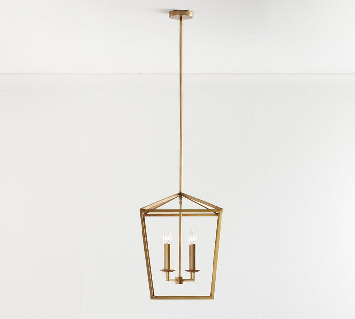 Suspension lanterne Rowan en bronze et laiton - Plafonnier suspendu en acier