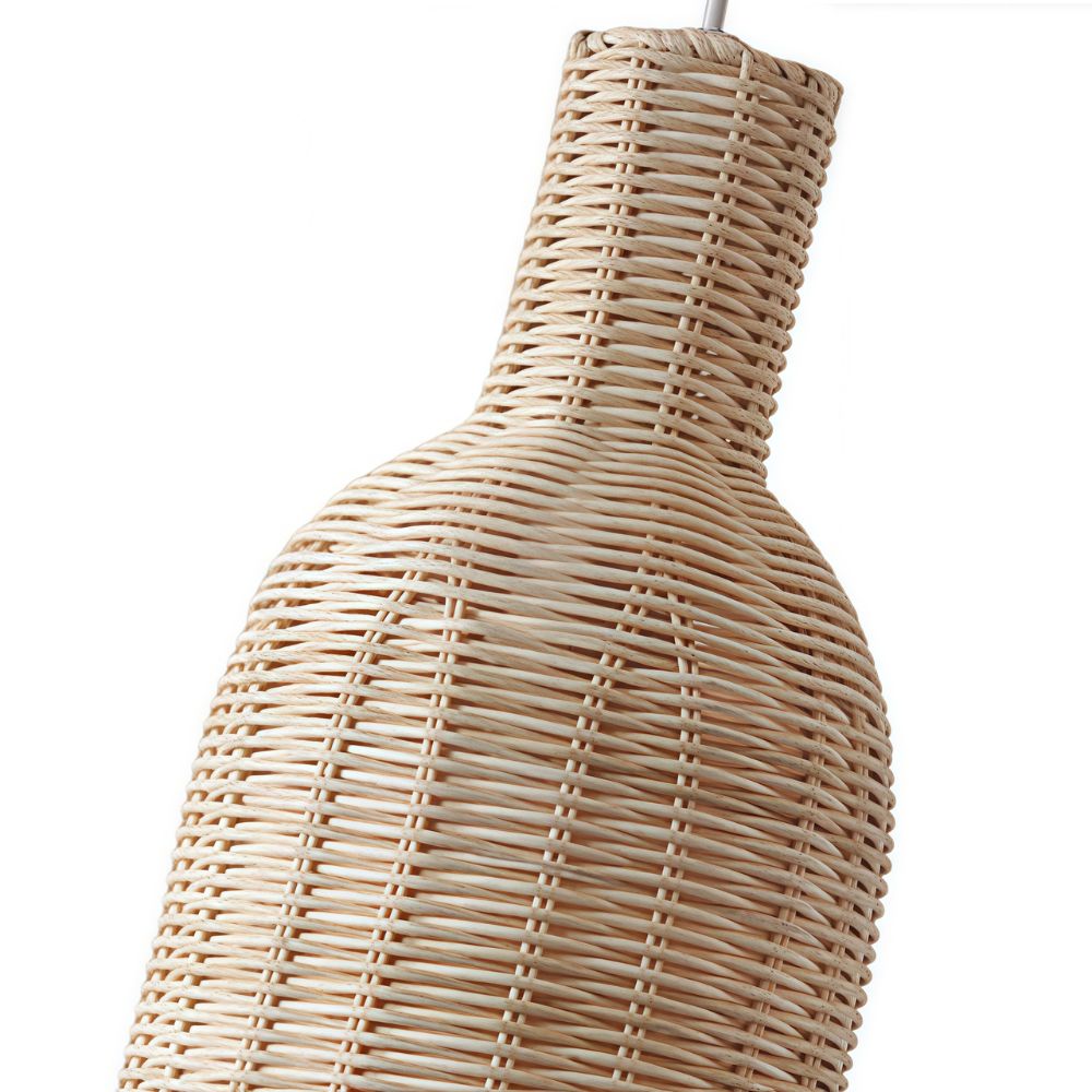 Boho Rattan Pendant Lamp - Woven Basket Design for Bedroom Lighting