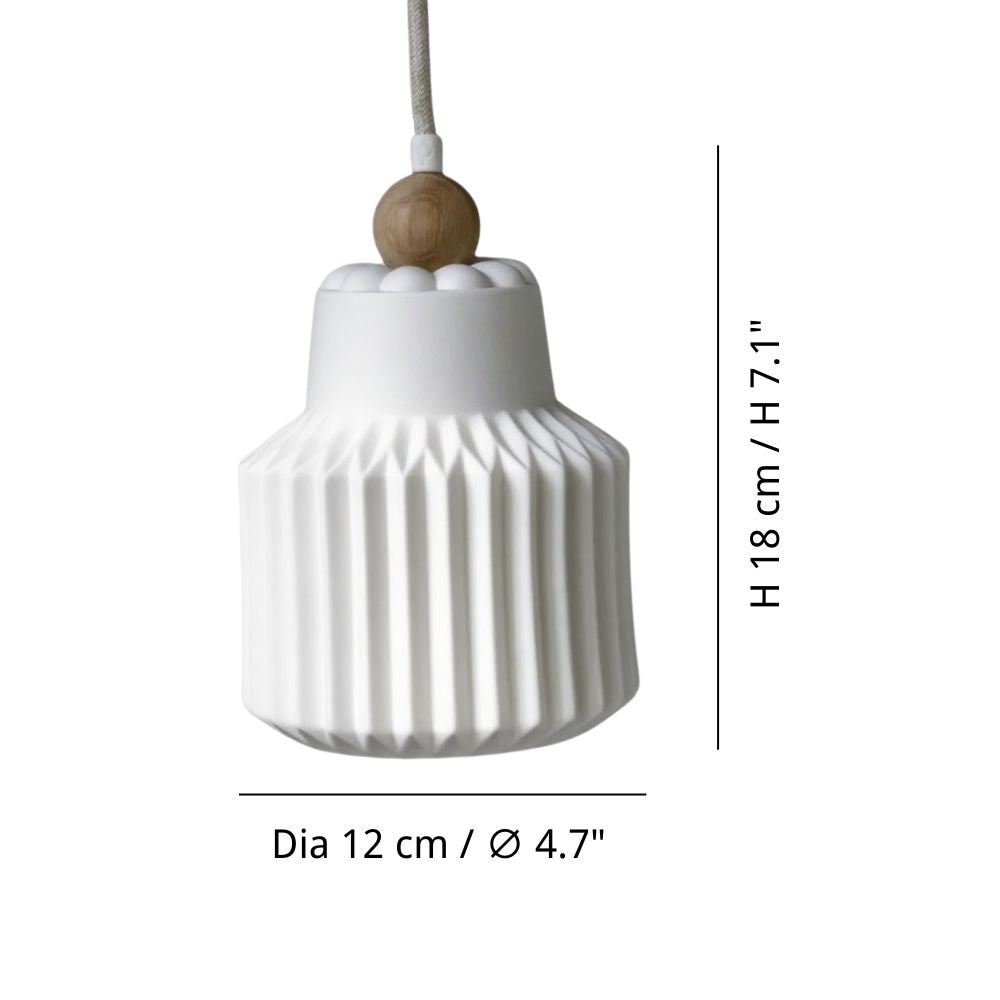 White Oak Pendant Light - Minimalist Porcelain Fixture For Dining Room