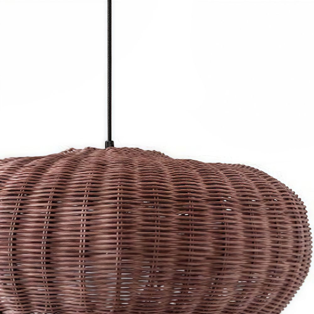 Boho Rattan Pendant Lamp - Woven Basket Design for Bedroom Lighting