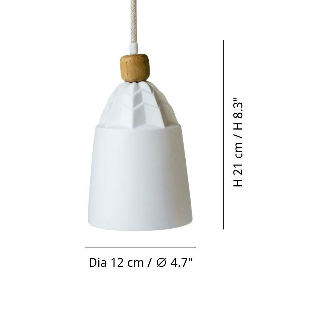 White Oak Pendant Light - Minimalist Porcelain Fixture For Dining Room