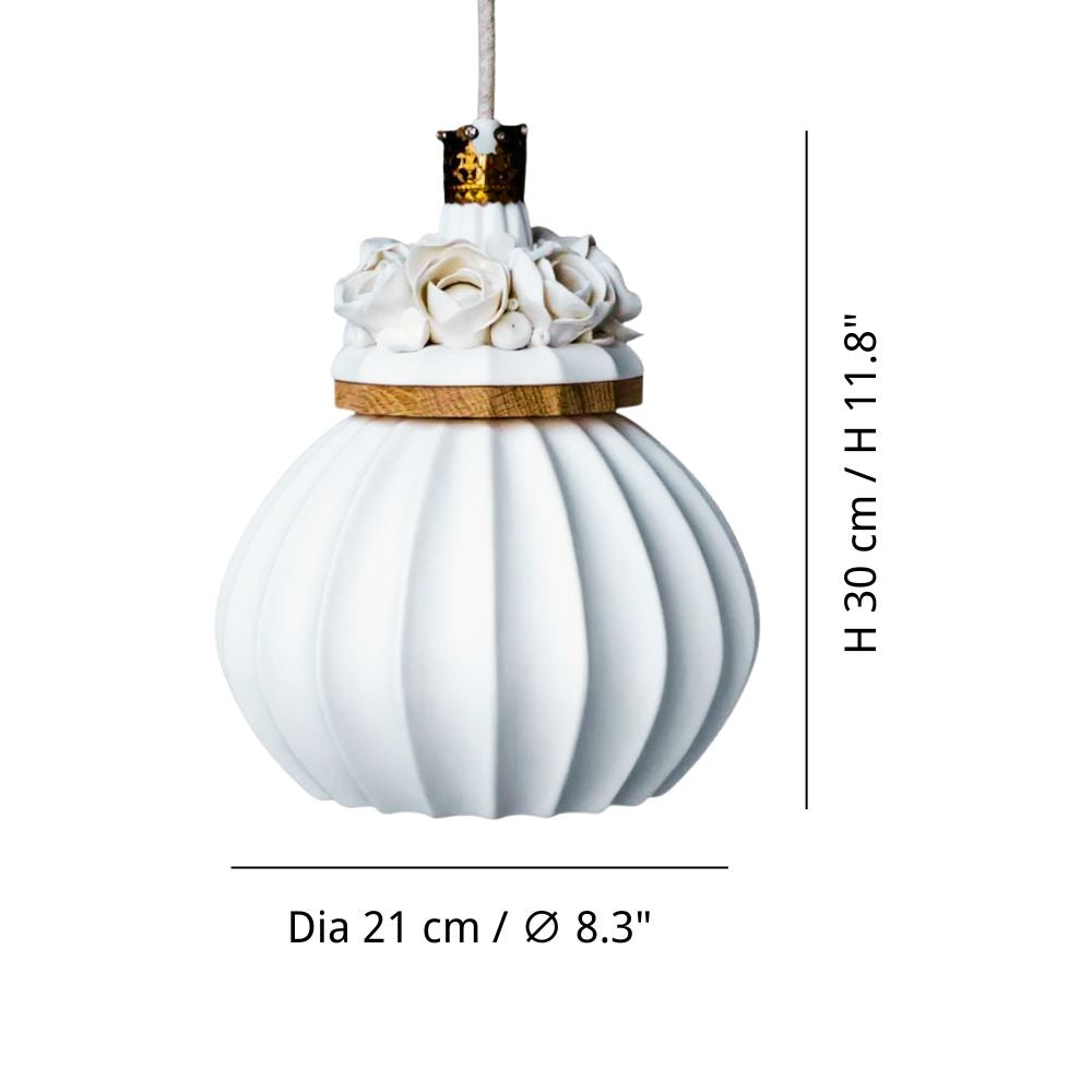 White Oak Pendant Light - Minimalist Porcelain Fixture For Dining Room