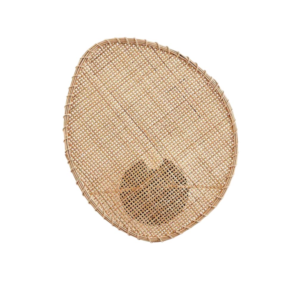 Rattan Wall Sconce - Boho Wicker Leaf Design Lighting