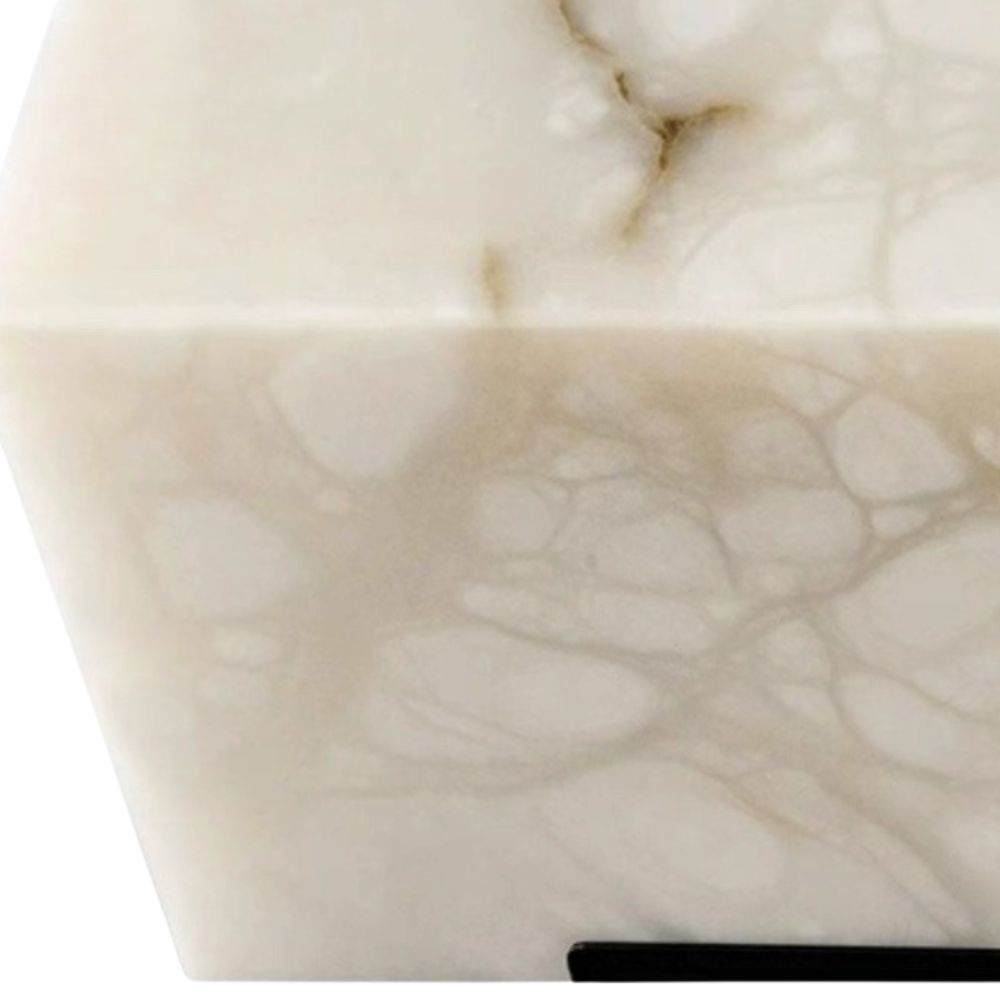 White Alabaster Sconce - Elegant Square Stone Staircase Wall Light