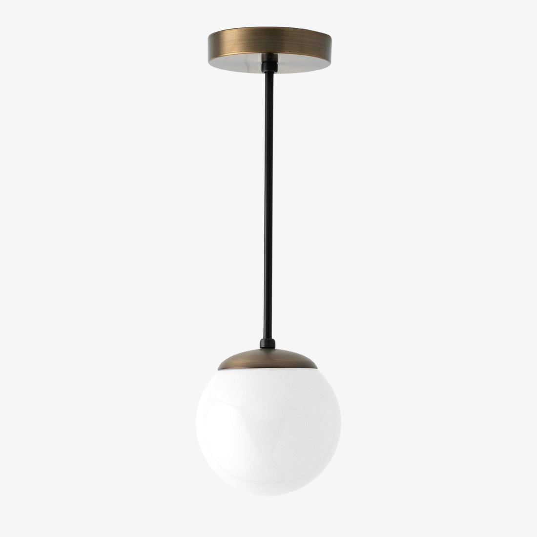 Glorica Glass White Globe Pendant Light - Mid Century Modern Glass Hanging Fixture