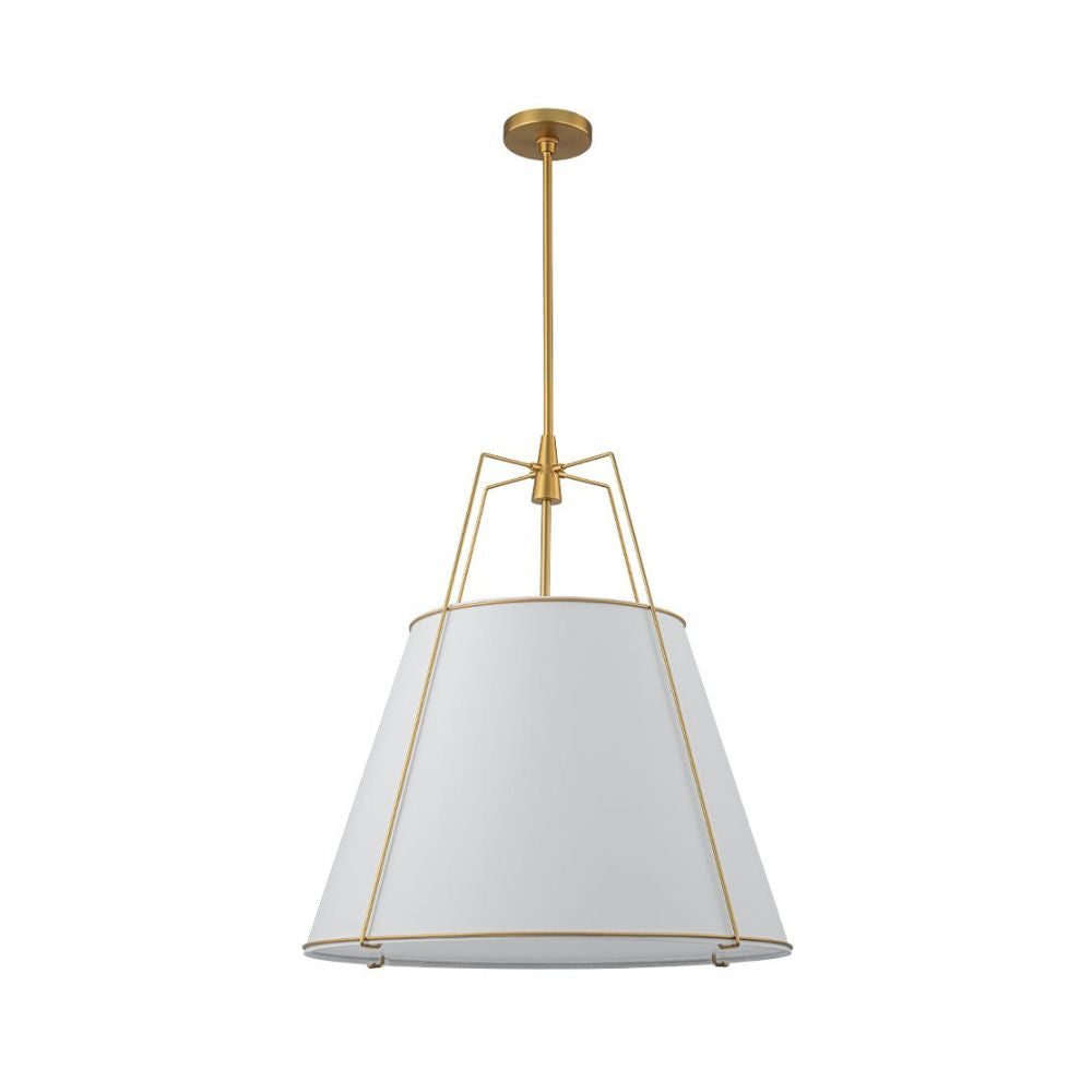 French Fabric Pendant Light - Farmhouse Lantern Lamp with Drum Shade