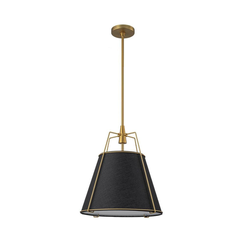 French Fabric Pendant Light - Farmhouse Lantern Lamp with Drum Shade