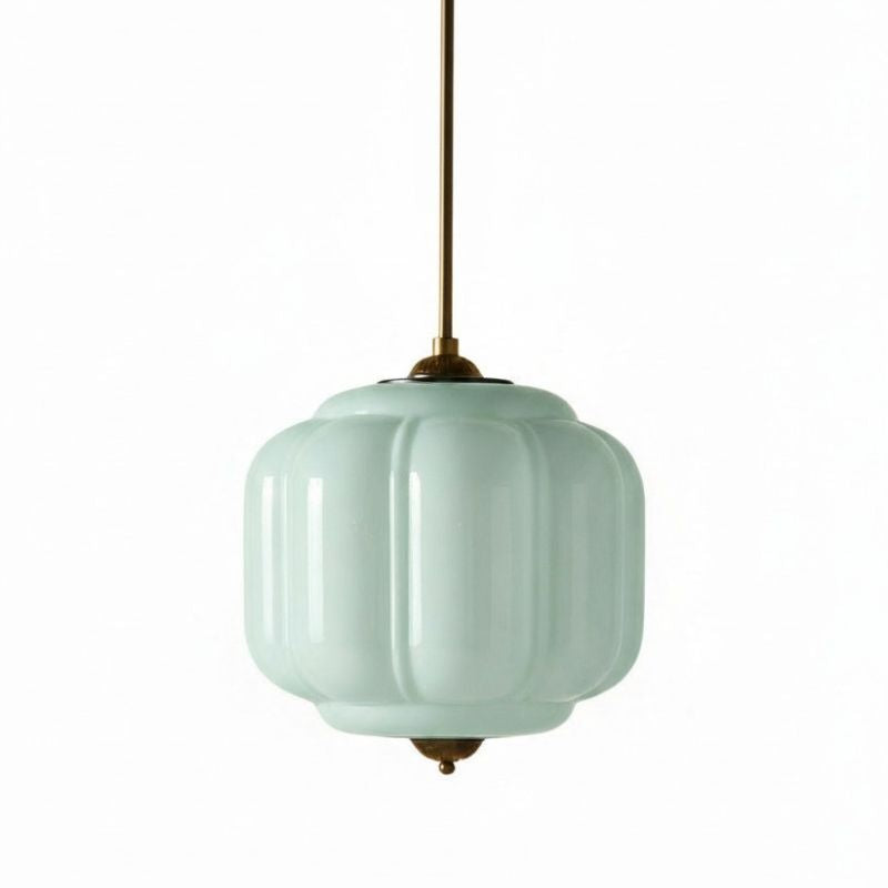 Suspension vintage Eloise – Lampe en verre laiteux côtelé pour salle à manger