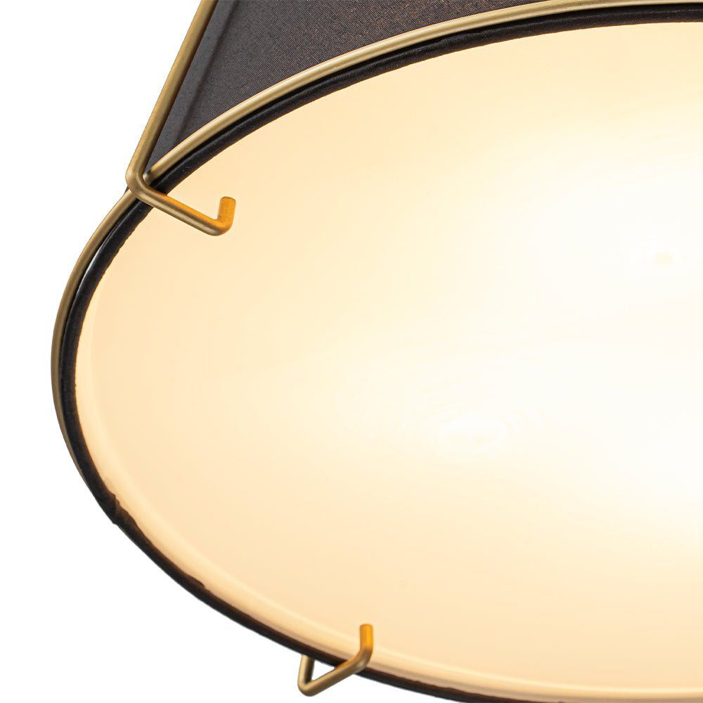 French Fabric Pendant Light - Farmhouse Lantern Lamp with Drum Shade