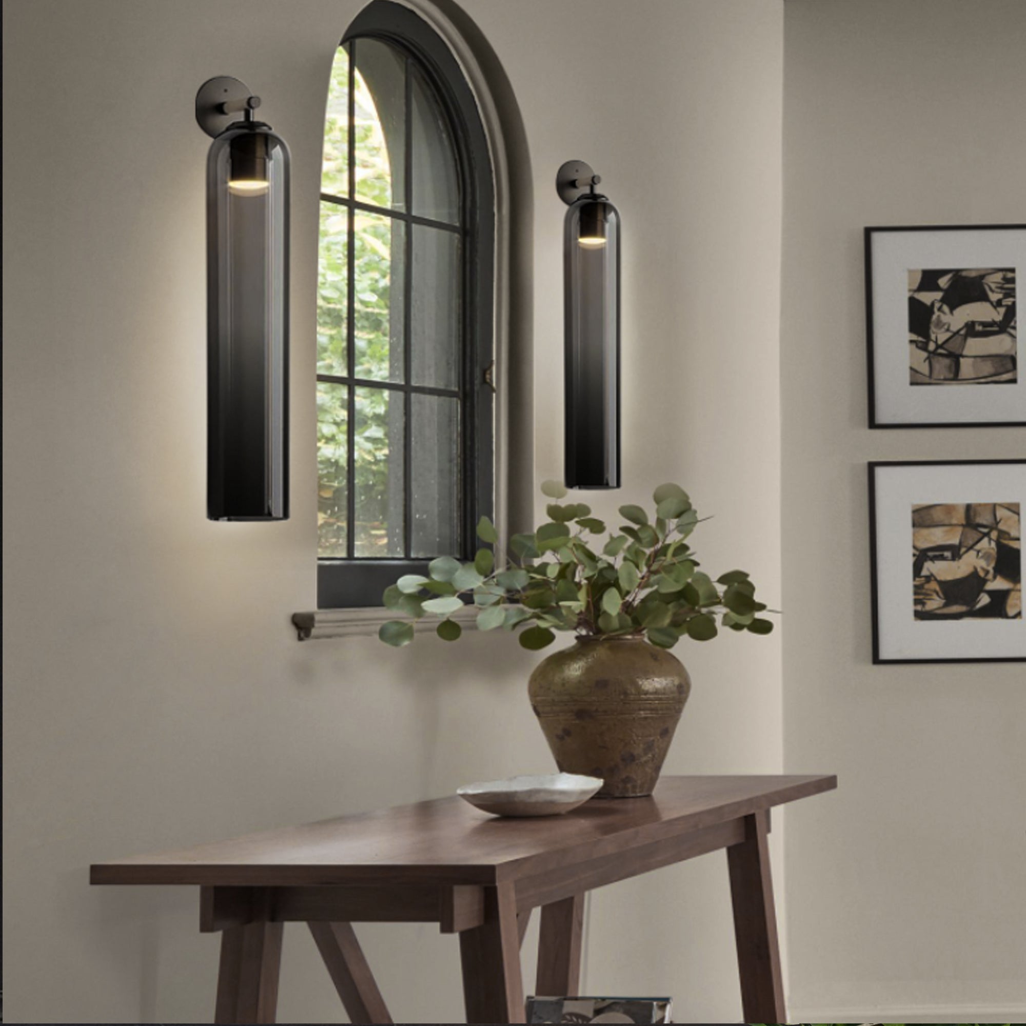 Contemporary Art Glass Sconce Clear Sky Blue Wall Mount Lamp