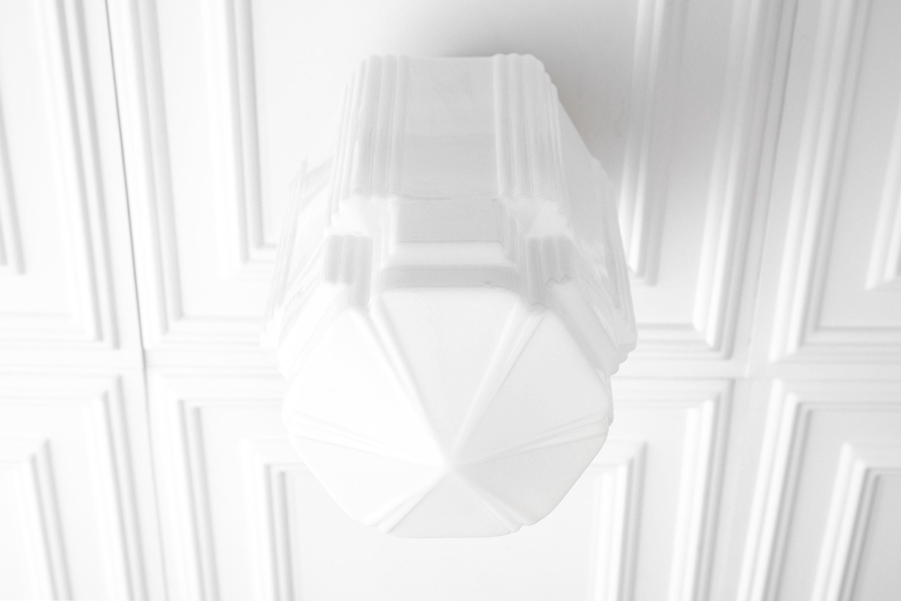 Geotower Glass Brass Pendant – Opal Globe Art Deco Hanging Light