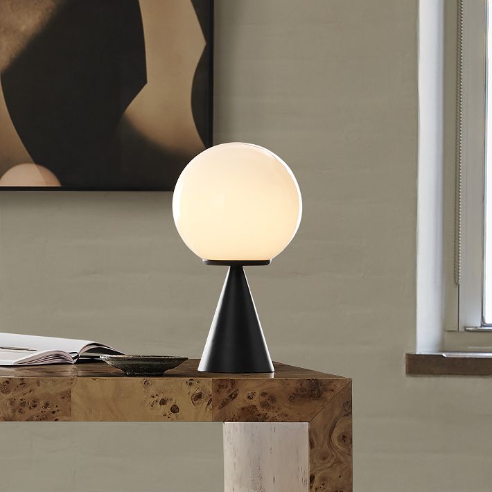Ulvara Modern Table Lamp - Glass Globe and Tapered Base for Bedroom Glow