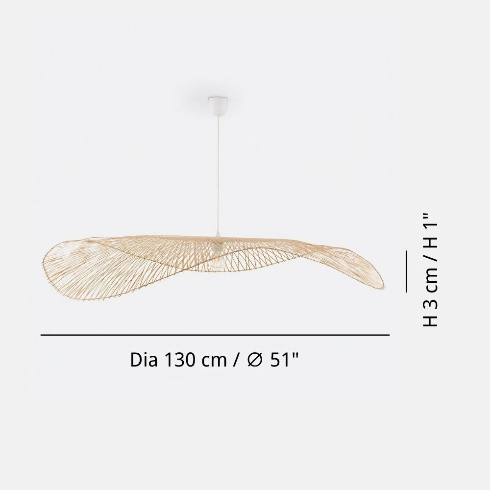 Suspension Chapeau de Paille - Abat-jour en bambou tissé à la main