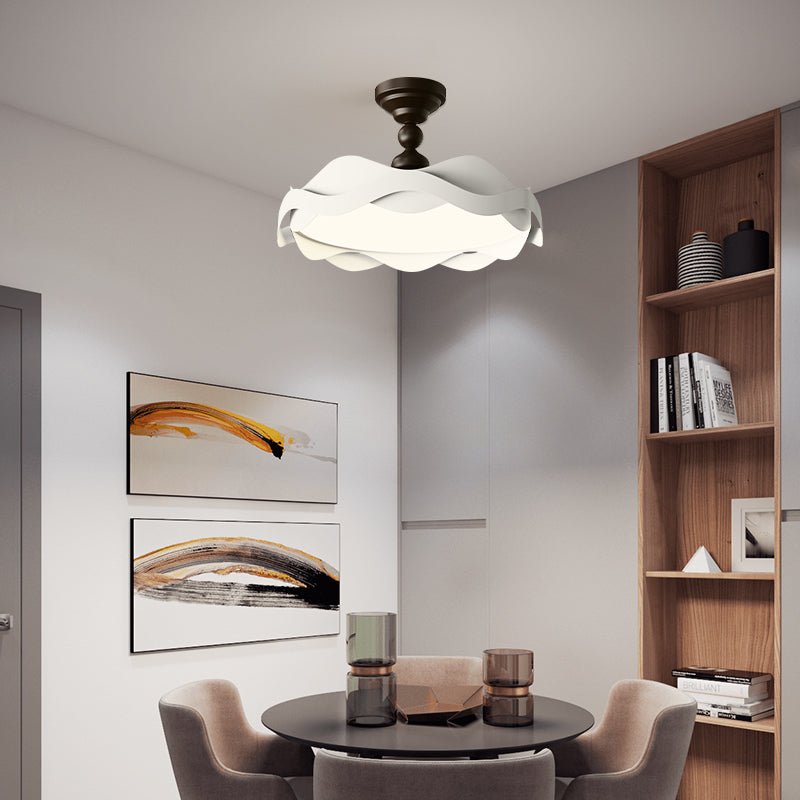 Creative Wave Flowers Shape Ceiling Light With Ornamental Delightful Sable Brown For Study Room