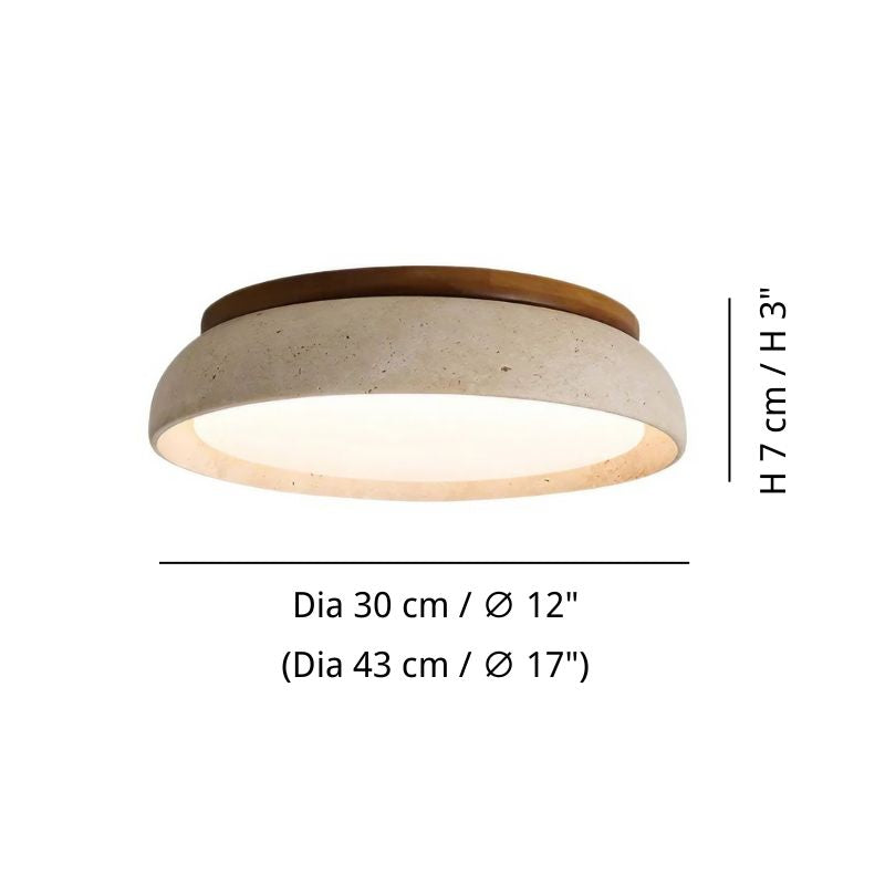 Travertine Ceiling Light - Minimalist Flush Mount Dining Lamp