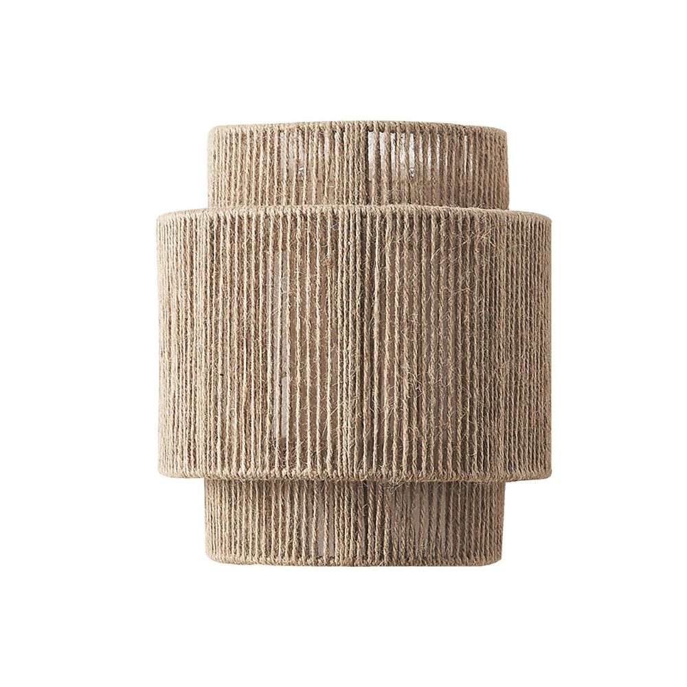 Rustic Rattan Wall Sconce - Woven Cylindrical Lamp for Bedroom