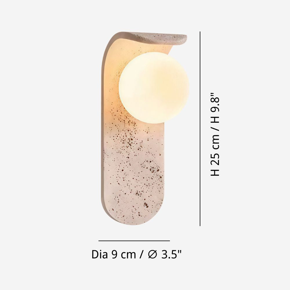 Curved Travertine Wall Light - Natural Glass Ball Sconce for Bedrooom