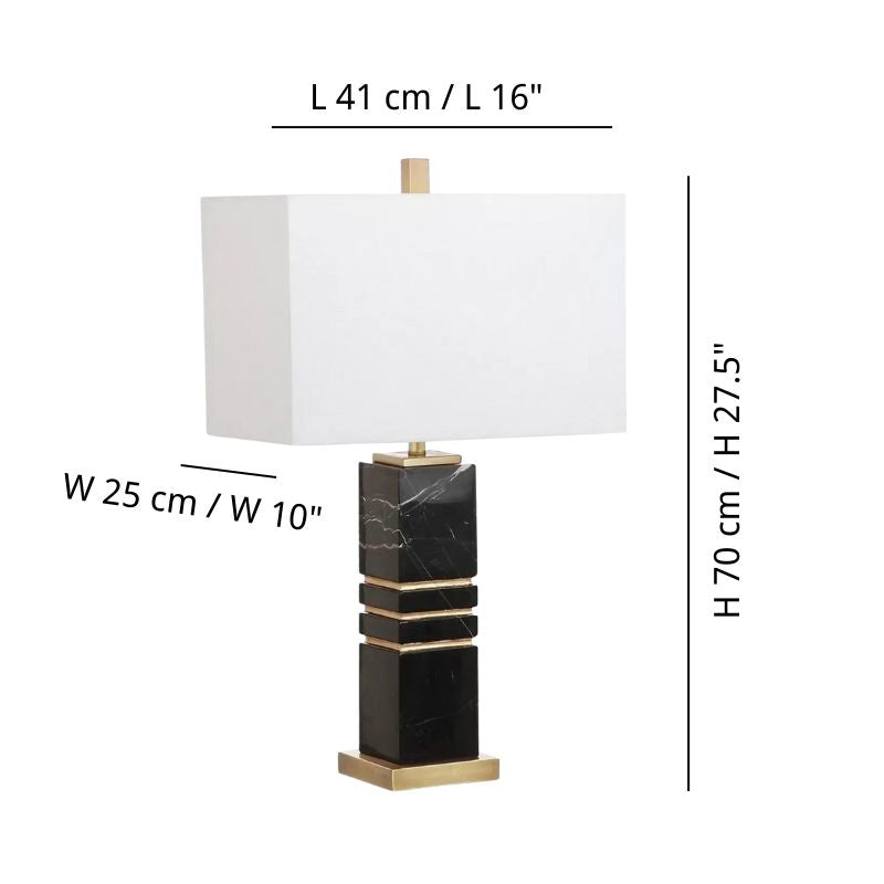 Black Marble Table Lamp - Luxury Polished Stone Base Design