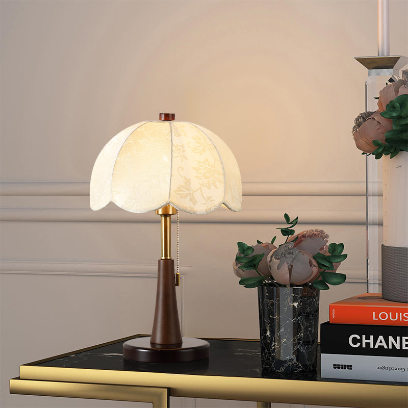 French Fabric Round Lantern Shape Table Lamp With Nostalgic Medieval Subliminal Glow For Living Room