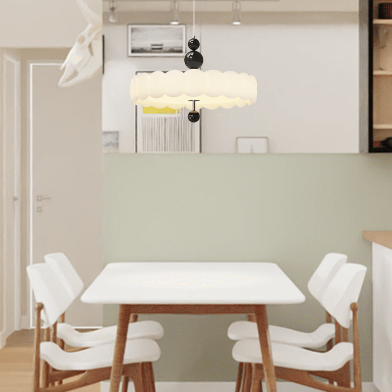 Round Clouds Shape Pendant Light With Cozy Euphoric Walnut Floriated For Dining Room