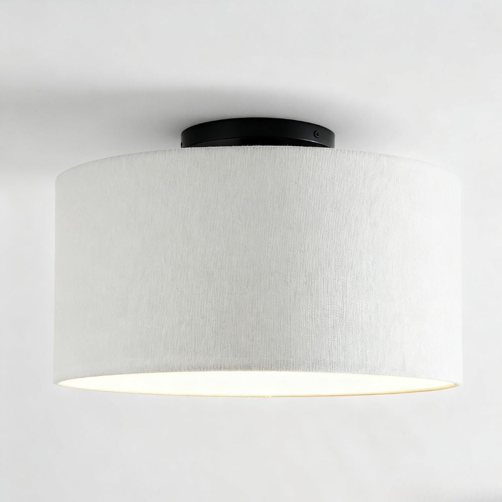 Jelvane Fabric Drum Ceiling Lamp - Linen Flush Mount Light for Hallway