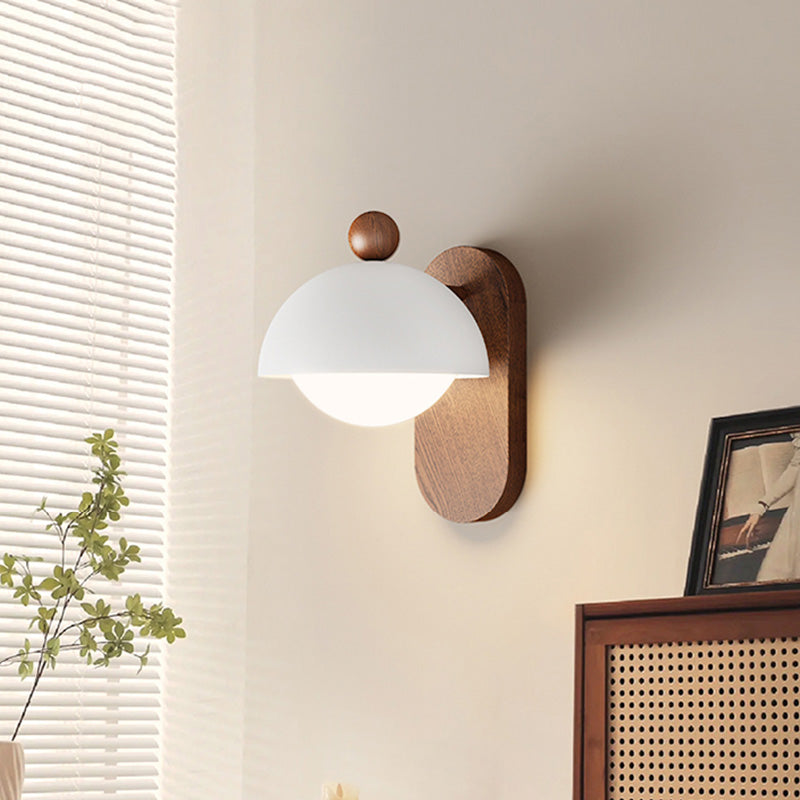 Retro Mushroom Creative Wall Lamp With Dome Ironwork For Bedroom