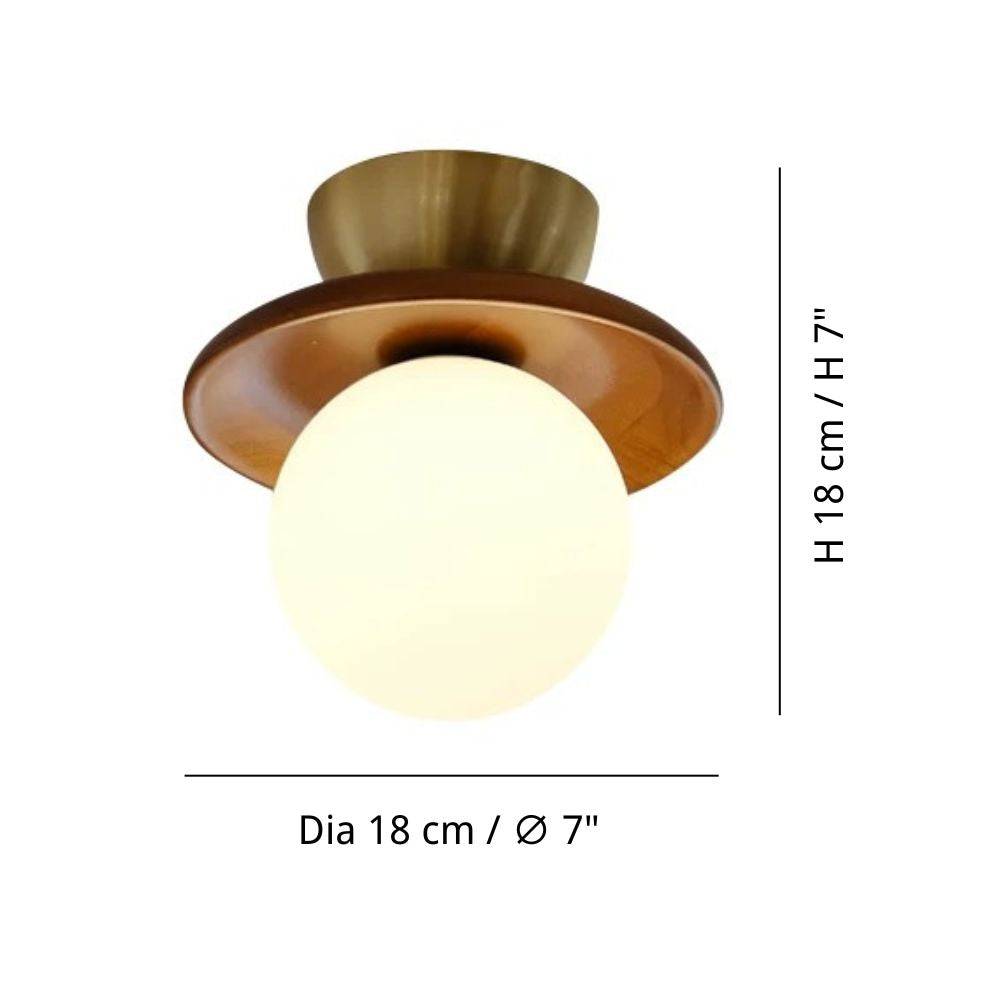 Vintage Disc Wood Ceiling Light - Retro Globe Bean Design for Bedroom
