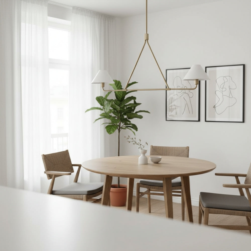 Diora Linen Adjustable Chandelier - Metal Modern Fixture for Living Room