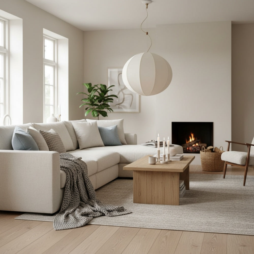 Alvian Linen Pendant Light - Adjustable Ball Dining Table Lighting