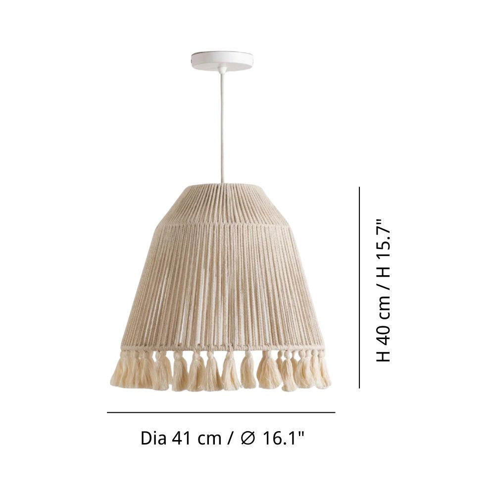 Rope Tassel Pendant Light - Natural Fiber Lantern Fixture for Bedroom