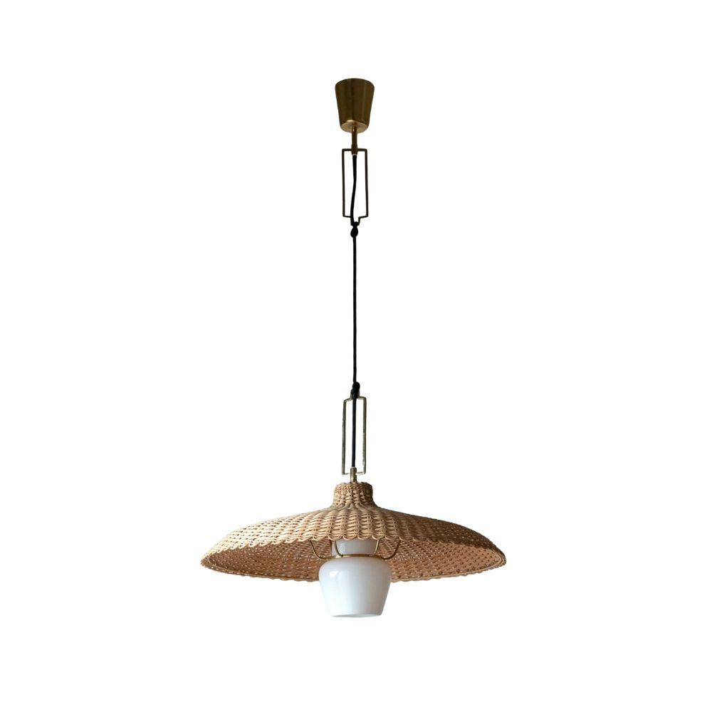 Suspension chapeau de paille en rotin - Suspension de cuisine en rotin