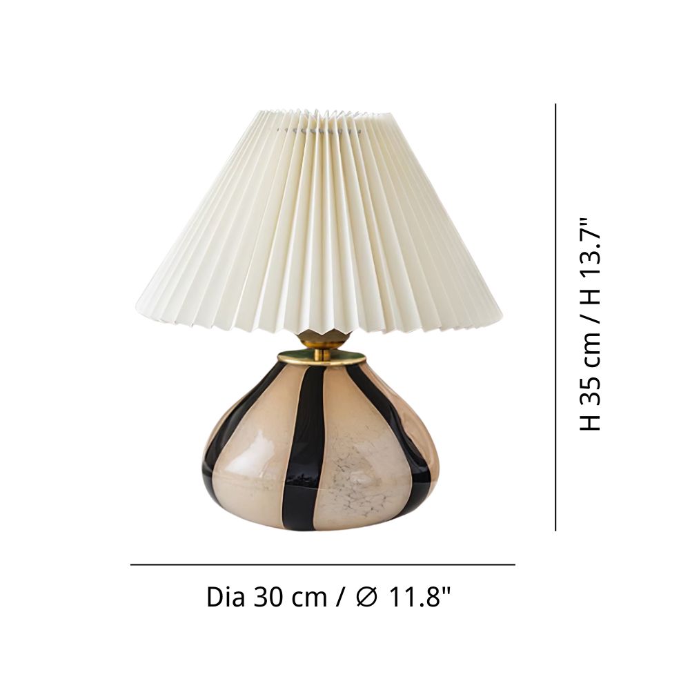 Lampe de table en tissu - Lampe de chevet moderne en verre plissé