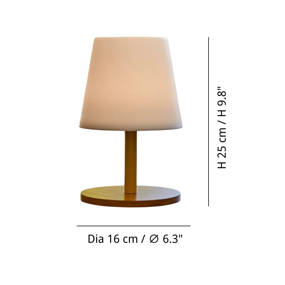 White Wood Table Lamp - Small Wireless Rechargeable Bedside Lamp