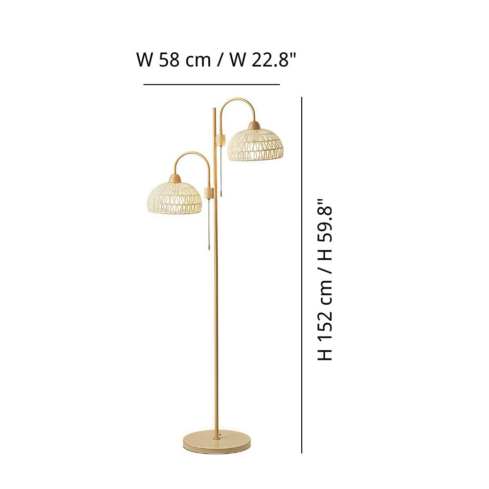 Rattan Arch Floor Lamp - Beige Natural Floor Lamp for Living Room