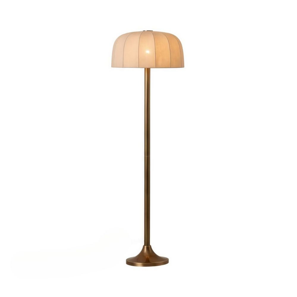 Modern Linen Floor Lamp - Drum Aged Brass Floor Lamps for Living Room