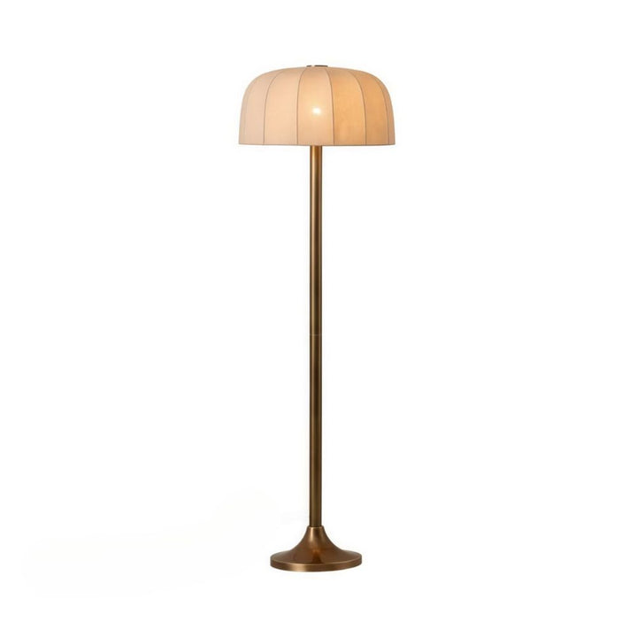 Lampadaire moderne en lin – Lampadaires tambour en laiton vieilli pour salon