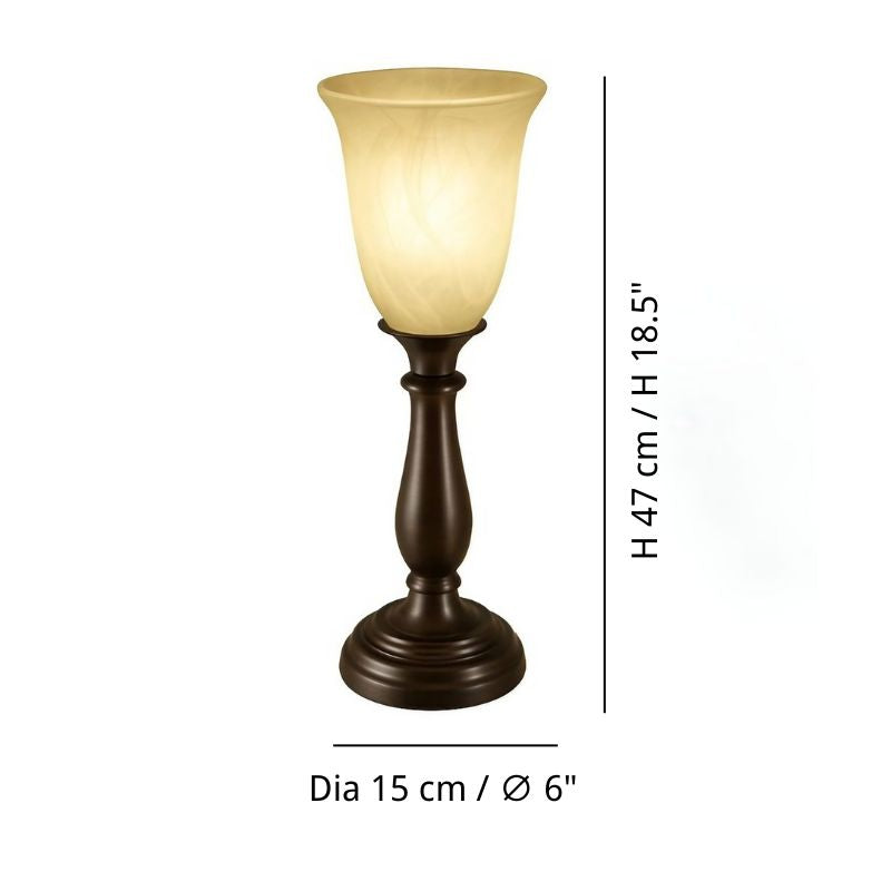 Alabaster Table Lamp - Vintage Small Bedside Night Light