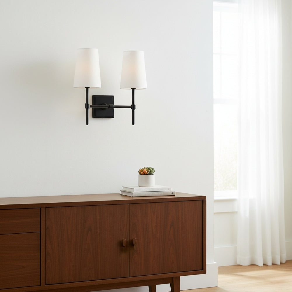 Derlina Multi-Head Wall Lamp - Retro Metal Linen Sconce for Bedroom