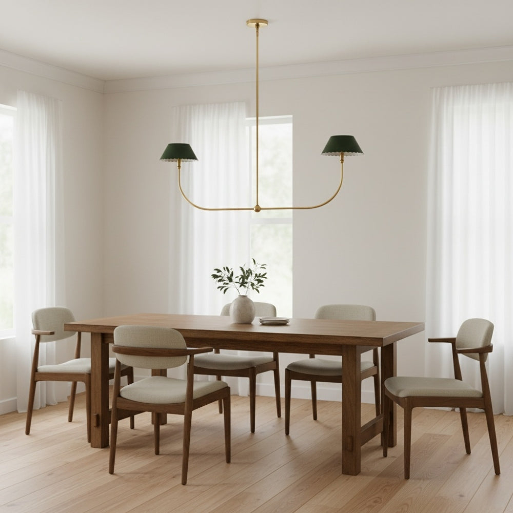 Foldray Scalloped Chandelier - Leather Linear Lamp for Dining Room