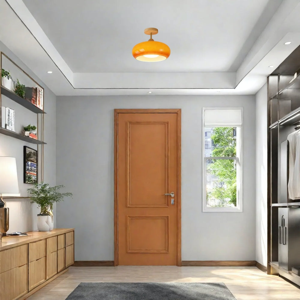 Bauhaus Pot Ceiling Light – Retro Glass Flush Mount for Modern Homes