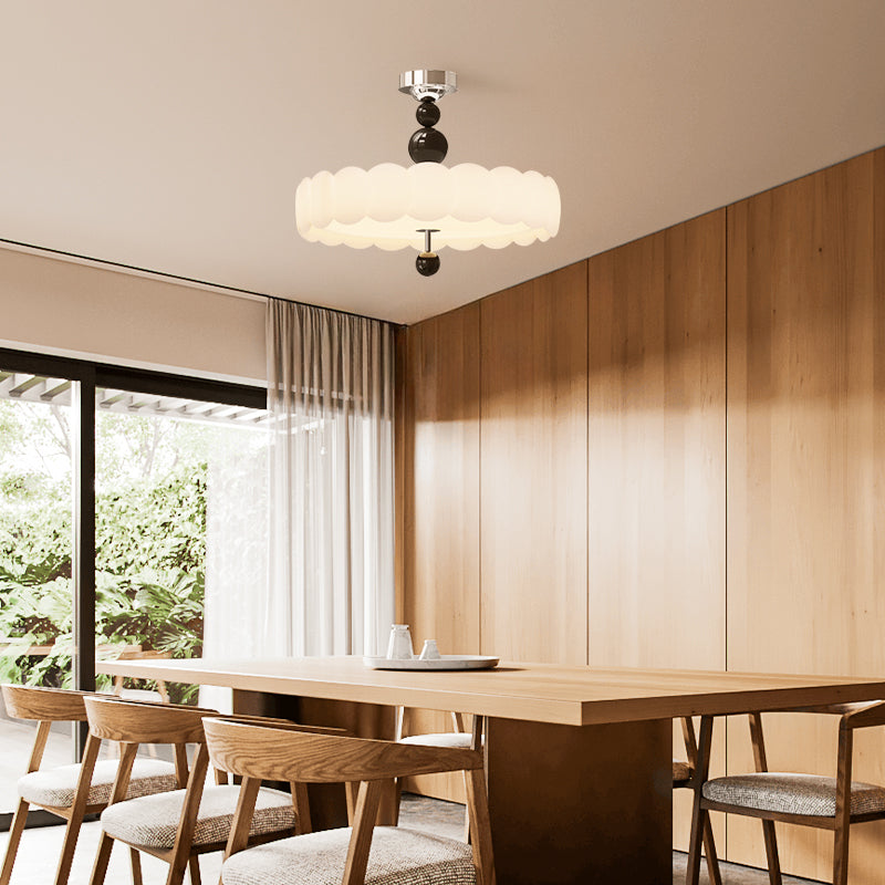 Petal Shape Purfle Ceiling Lamp With Elegant Luminous Acrylic Milky White For Master Bedroom