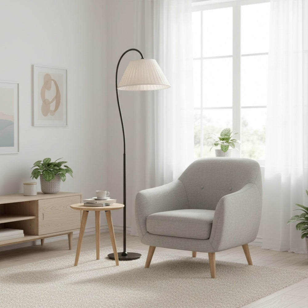 Luvora Pleated Linen Floor Lamp - Adjustable Retro Lamp for Farmhouse