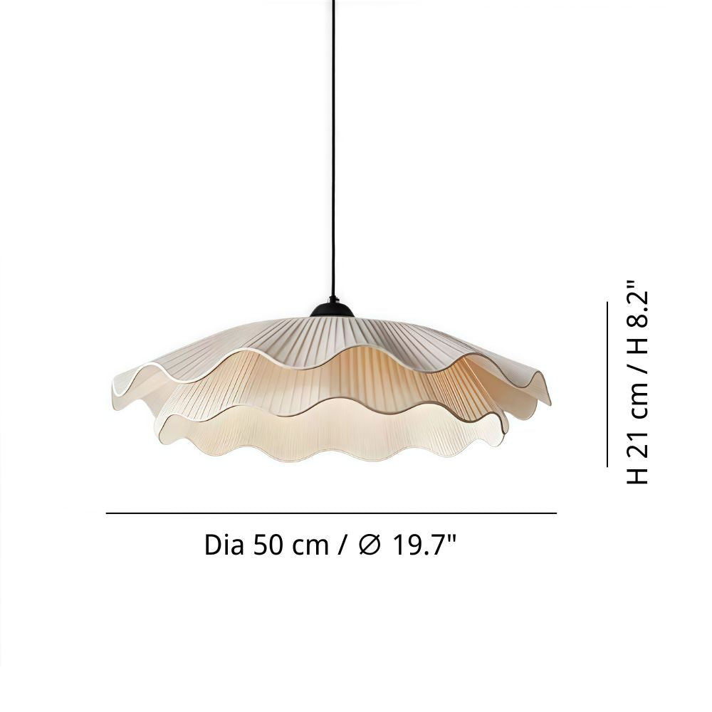 French Petal Pendant Light - White Fabric Shade for Kitchen Island