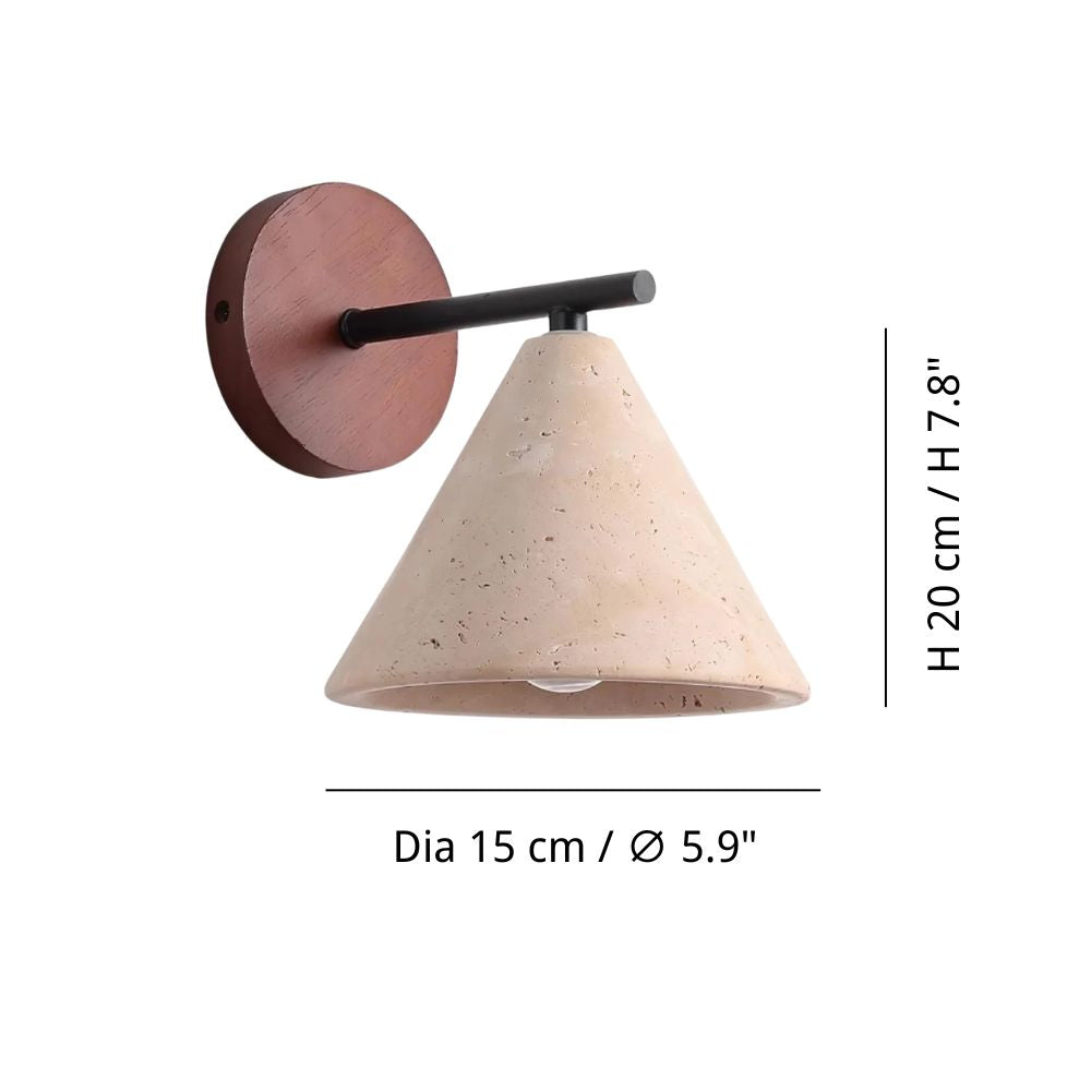 Travertine Wall Lamp - Natural Conical Sconce for Modern Interiors