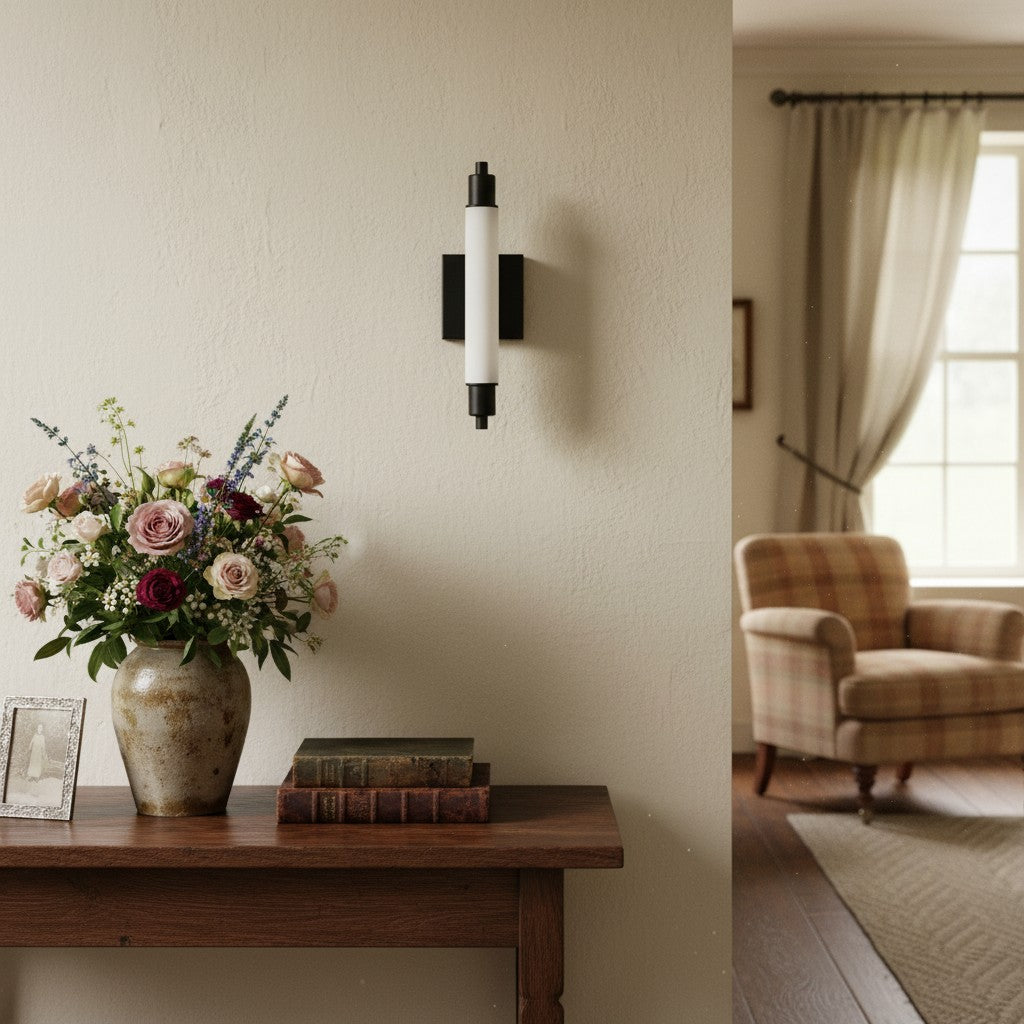 Ornato Luxe Modern Vanity Sconce - Art Deco Wall Light with Cylinder Shade