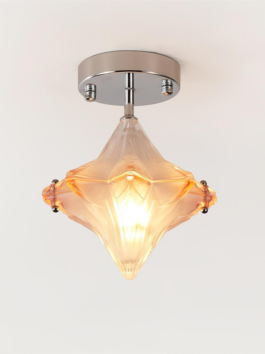 Art Deco Star Ceiling Lamp -Frosted Glass Fixture for Hallway & Entryway -Astris Ceres