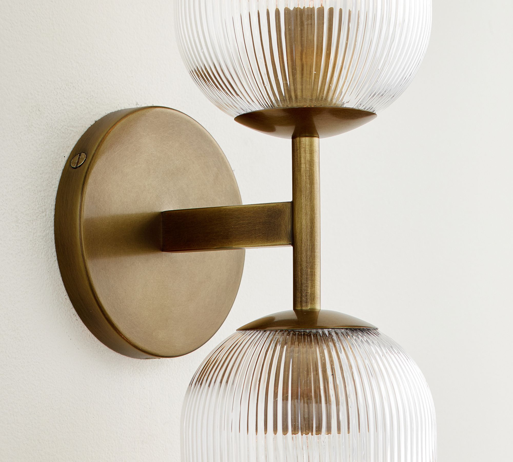Bravira Ribbed Glass Sconce - Metal Wall Light with Clear Glass Shade