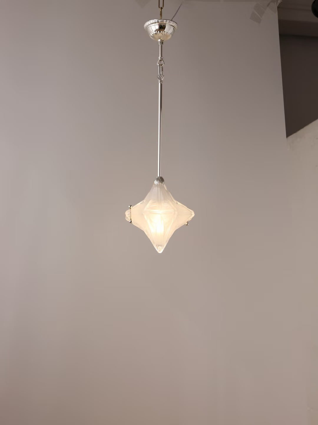 Art Deco Astris Elara Star Pendant Light-Frosted Glass Pendant with Geometric Style