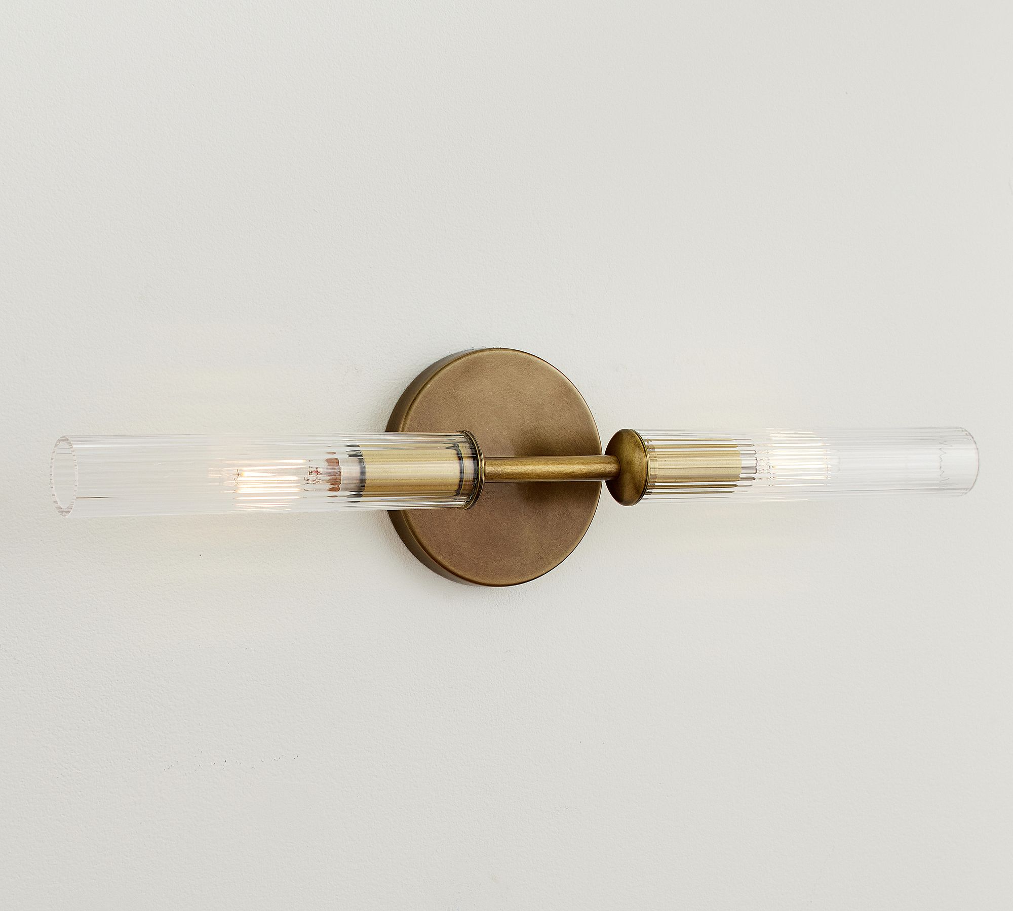 Bravira Ribbed Glass Wall Lamp - Tube Metal Light in Classic Finishes