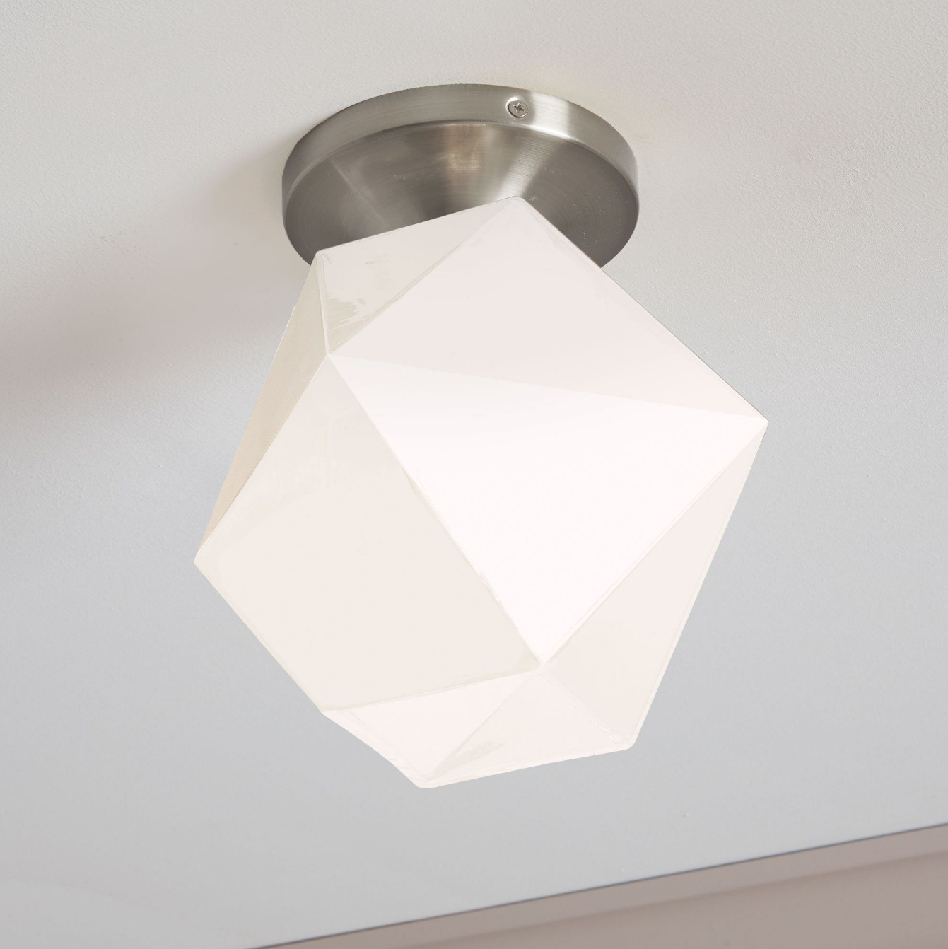 Talvior Sculptural Flush Mount Ceiling Light – Faceted Glass for Modern Interiors